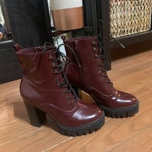 Maroon Combat lace up Platform Lace Up boot